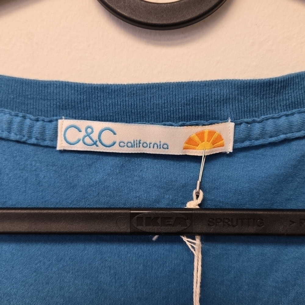 C&C California Lucy V-neck T-shirt Blue M - Picture 5 of 8